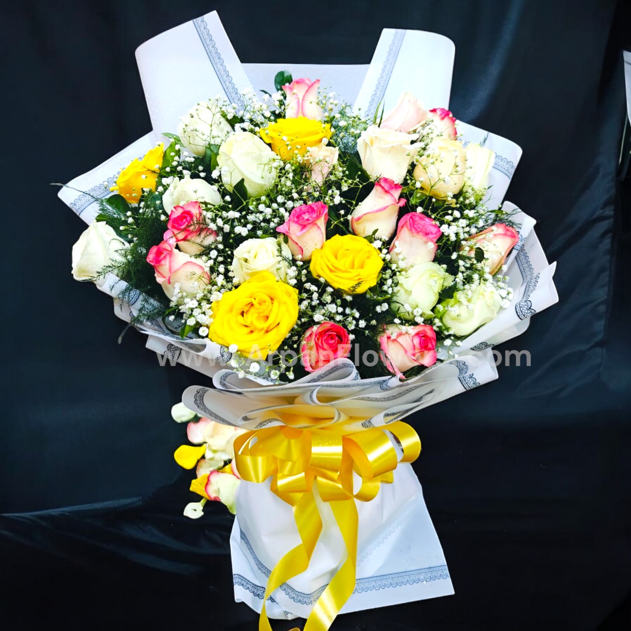 Rose Bouquet with White Paper Packing. 2 Rose Bouquet with White Paper Packing. - Image 2