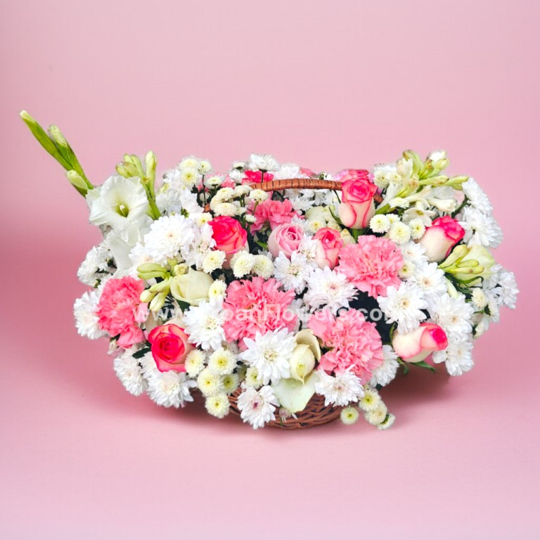 Pink and White Flowers Is Basket 2 Pink and White Flowers Is Basket - Image 2