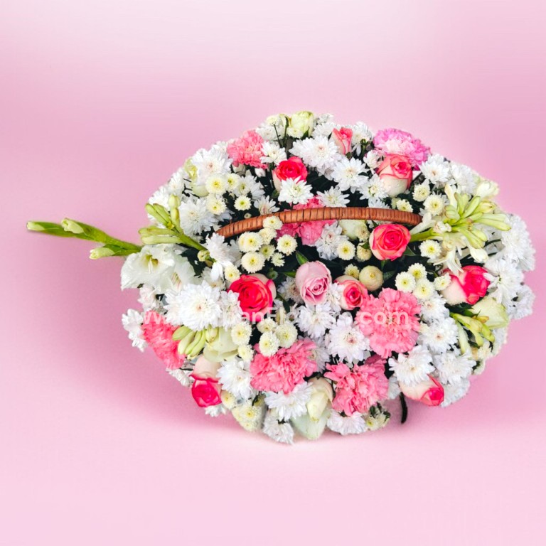 Pink and White Flowers Is Basket 3 Pink and White Flowers Is Basket - Image 3