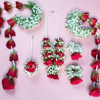 Red Rose With Baby's Breath Flower Jewellery