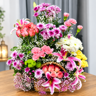 Mix Basket Bouquet with Lilie's