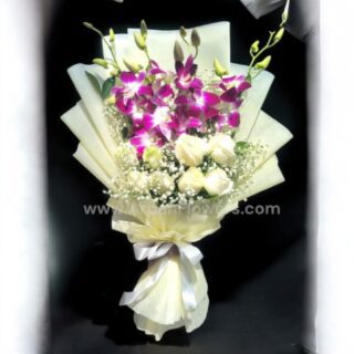Home 24 orchid and white rose bouquet