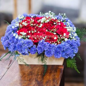 Red rose in Box with Lavender 16 Red rose in Box with Lavender