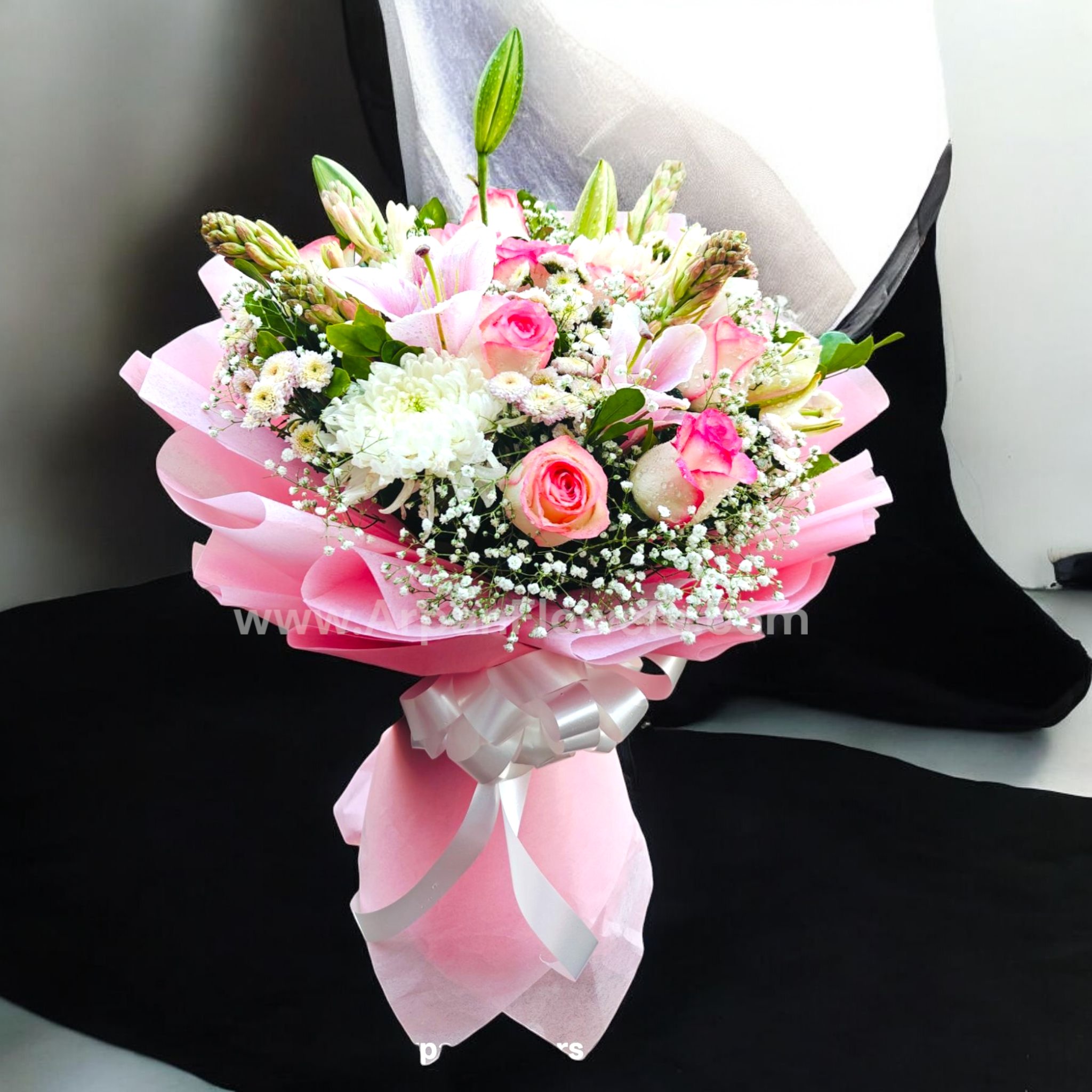 Pink Lillie's with Pink Rose and Pink Packing paper 1 Pink Lillie's with Pink Rose and Pink Packing paper