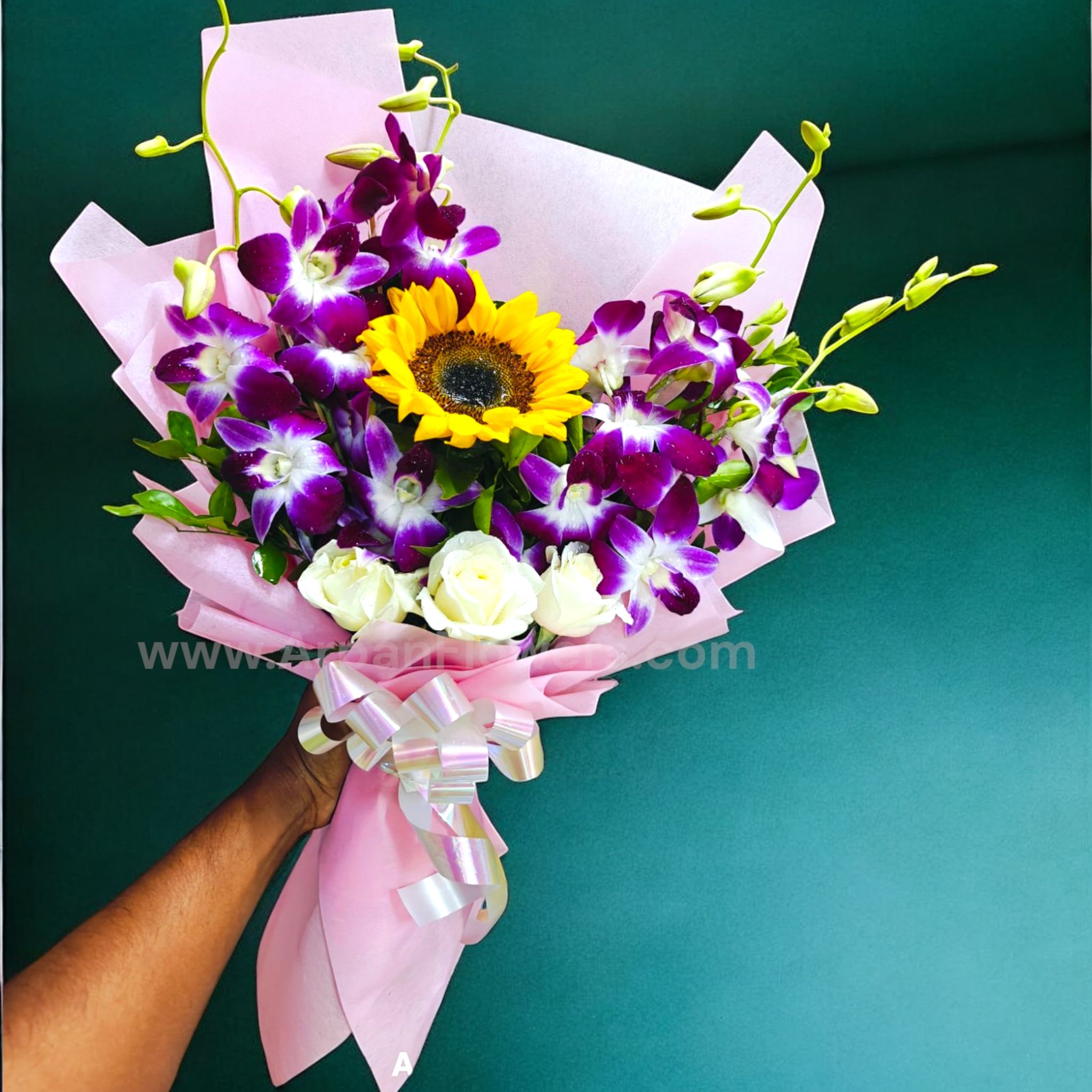 Purple Orchid with Sunflower Bouquet 1 Purple Orchid with Sunflower Bouquet