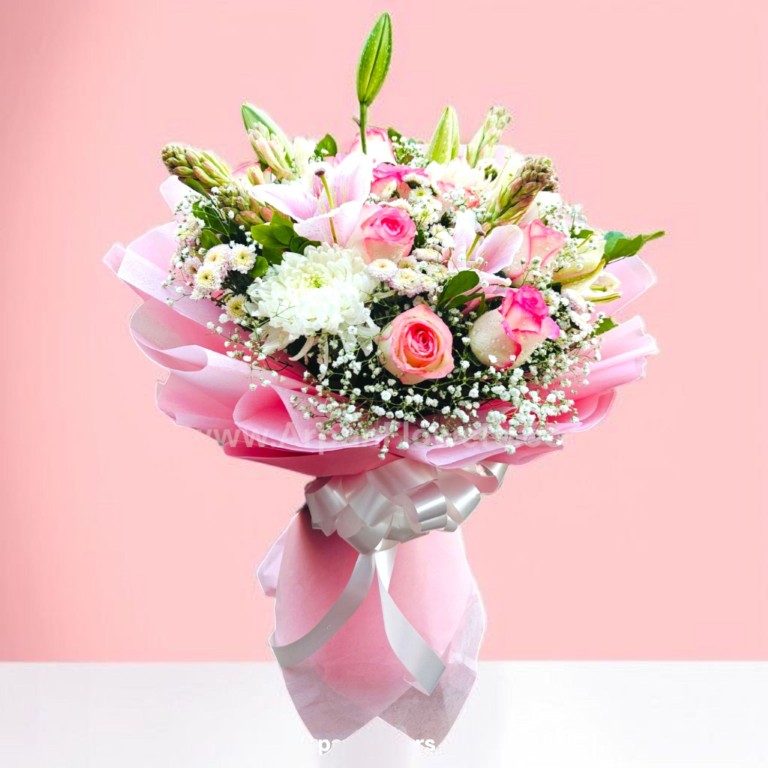 Pink Lillie's with Pink Rose and Pink Packing paper 2 Pink Lillie's with Pink Rose and Pink Packing paper