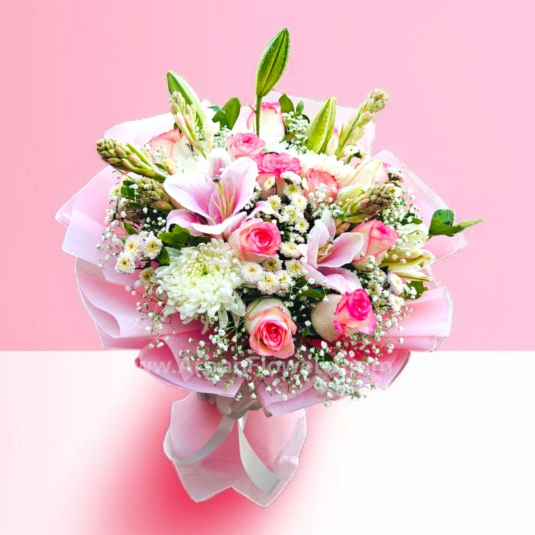 Pink Lillie's with Pink Rose and Pink Packing paper 1 Pink Lillie's with Pink Rose and Pink Packing paper