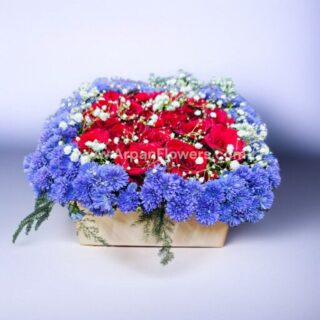 Red rose in Box with Lavender