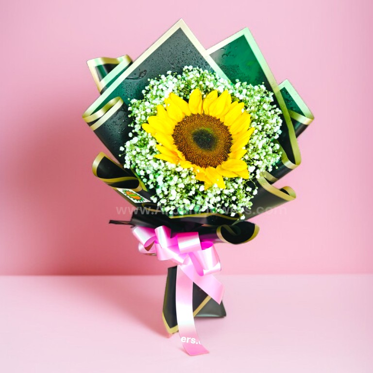 Sunflower Bouquet With Baby's Breath 1 SunFlower Bouquet with Baby's Breath