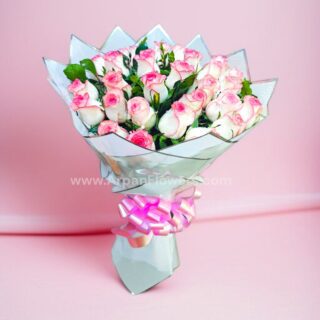 Jumeliya pink Bouquet white White paper