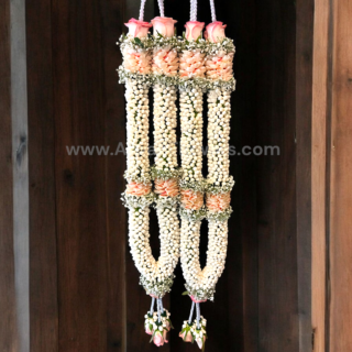 Tagar and Pink Rose Petals Varmala