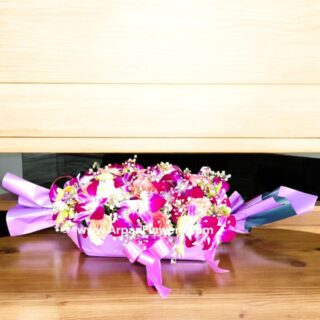 Orchid and Pink Rose bouquet