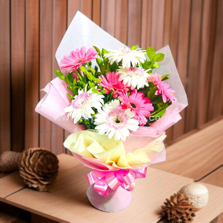 Pink and White Gerbera Bouquet 1 Pink and White Gerbera Bouquet