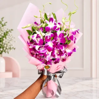 Purple orchid in pink Paper