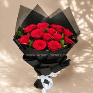 Red Rose in Black paper (