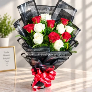 Red and White Rose Bouquet
