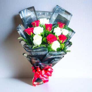 Red and White Rose Bouquet