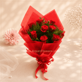 Red rose with Red paper packing