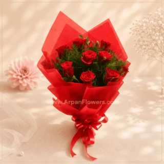 Red rose with Red paper packing