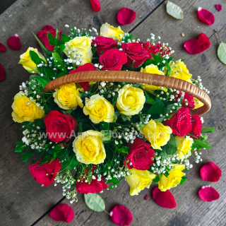 Red And Yellow Rose in Basket 2 Red And Yellow Rose in Basket