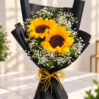 Sunflower Bouquet with Black paper