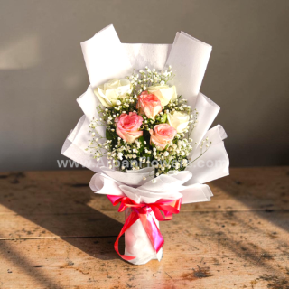 White and Pink Rose Bouquet