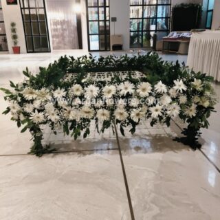 White gerbera with Baby's Breath flower chadar