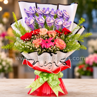 Note bouquet with Flowers