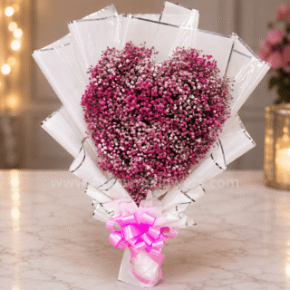 Premium Pink Baby’s Breath Heart Bouquet