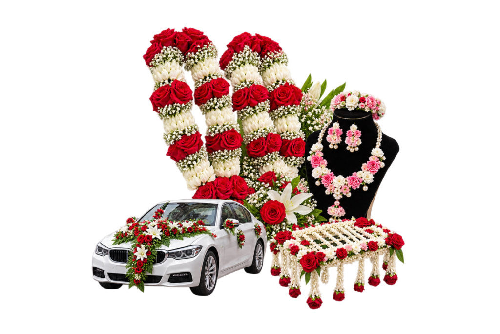 wedding car and varmala