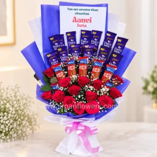 Mix Chocolate with Red Rose Bouquet