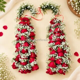 Red Rose Kalira with Baby's Breath