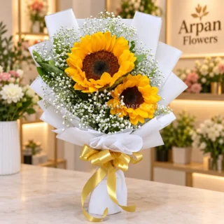 2 Sunflowers in White paper