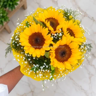 Sunflowers in Yellow paper