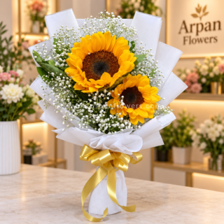 2 Sunflowers in White paper