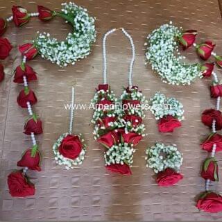 Red Rose With Baby's Breath Flower Jewellery